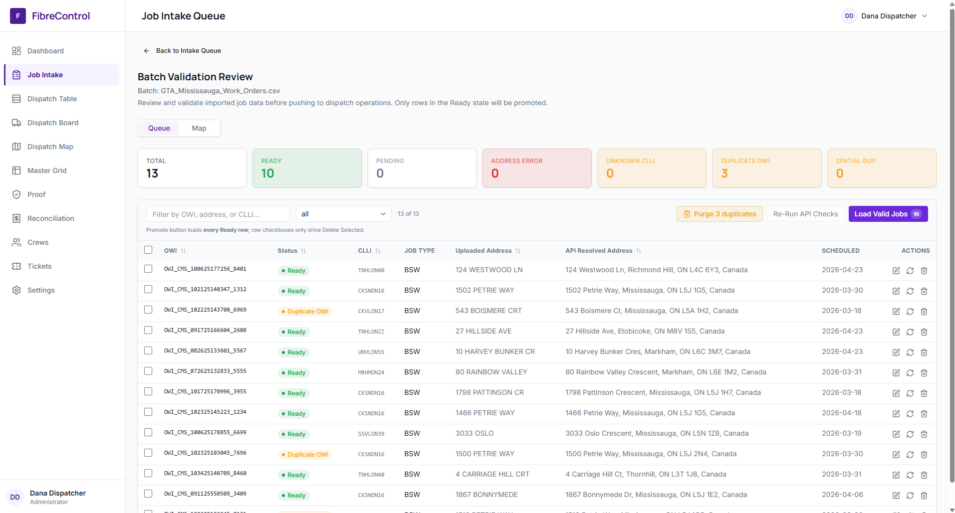 FibreControl field-to-office workflow